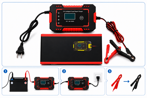 Cargador Inteligente para Baterías 12V de Carro y Moto