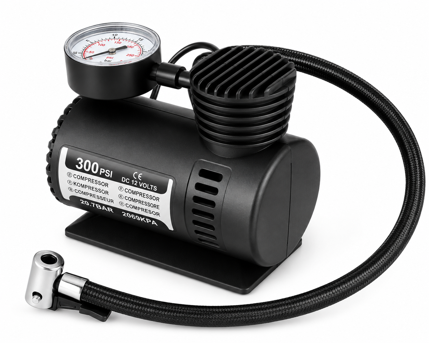 Compresor de Aire Portátil 300 PSI para Carro y Bicicleta