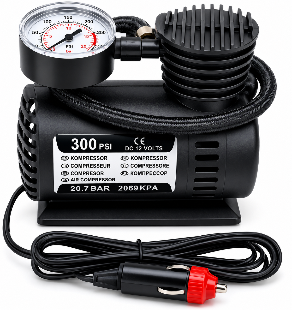 Compresor de Aire Portátil 300 PSI para Carro y Bicicleta