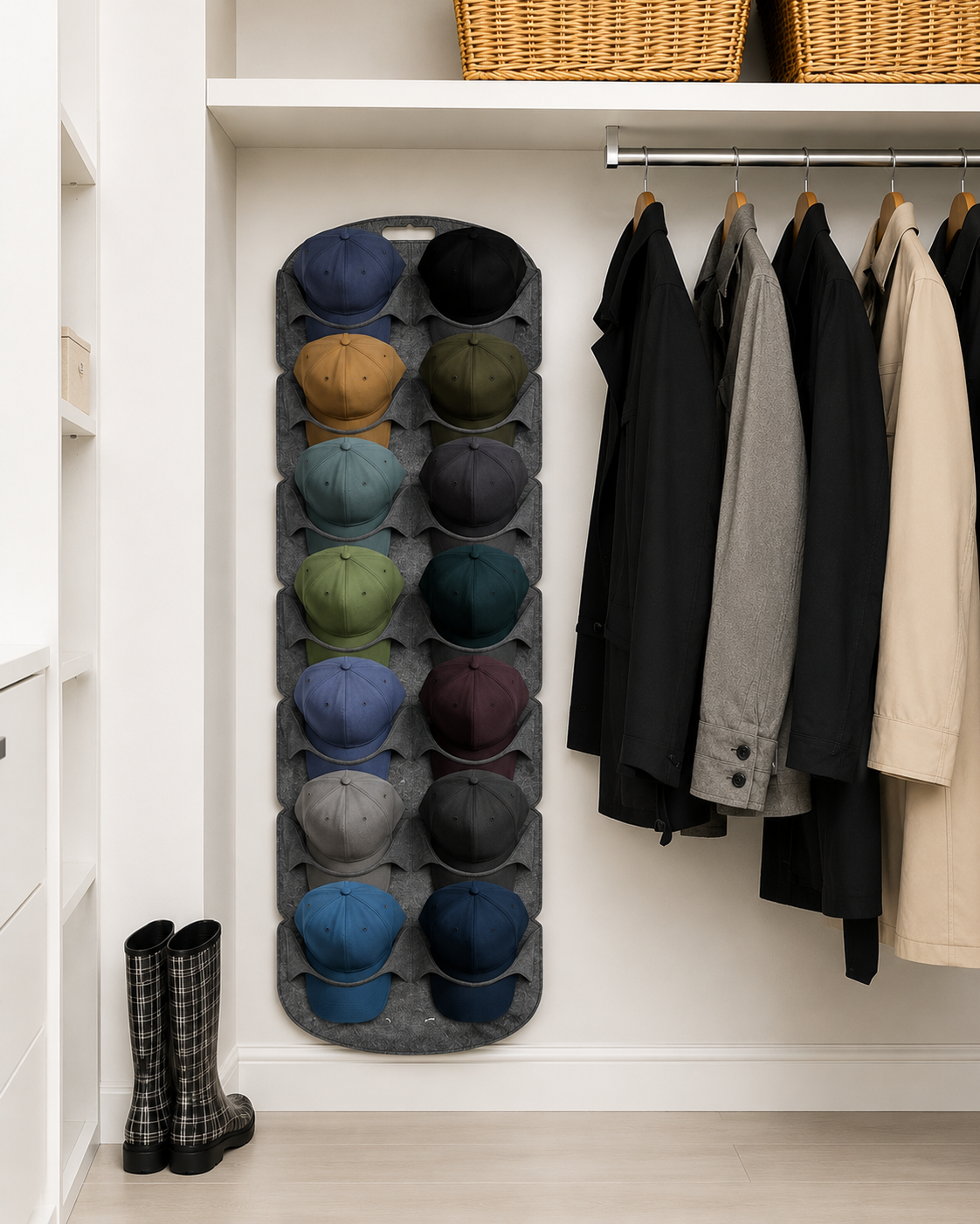 Organizador Colgante para Gorras con 14 Compartimentos