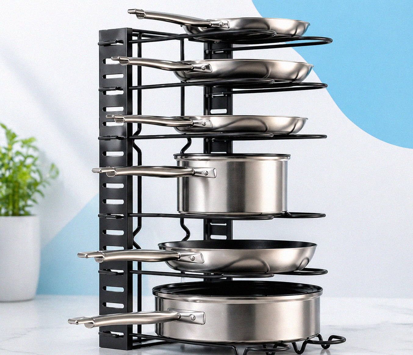Organizador de Ollas Ajustable | Ahorra Espacio y Ordena tu Cocina