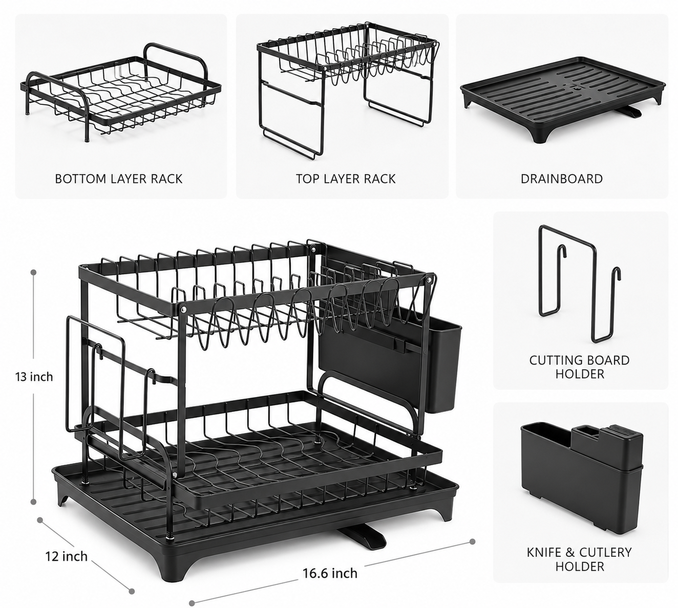 Escurridor Organizador de Loza Premium de 2 Niveles