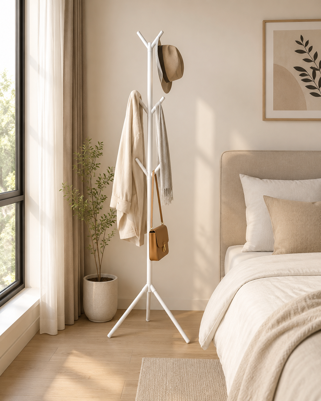 Perchero Organizador de Pie Minimalista para Ropa y Accesorios