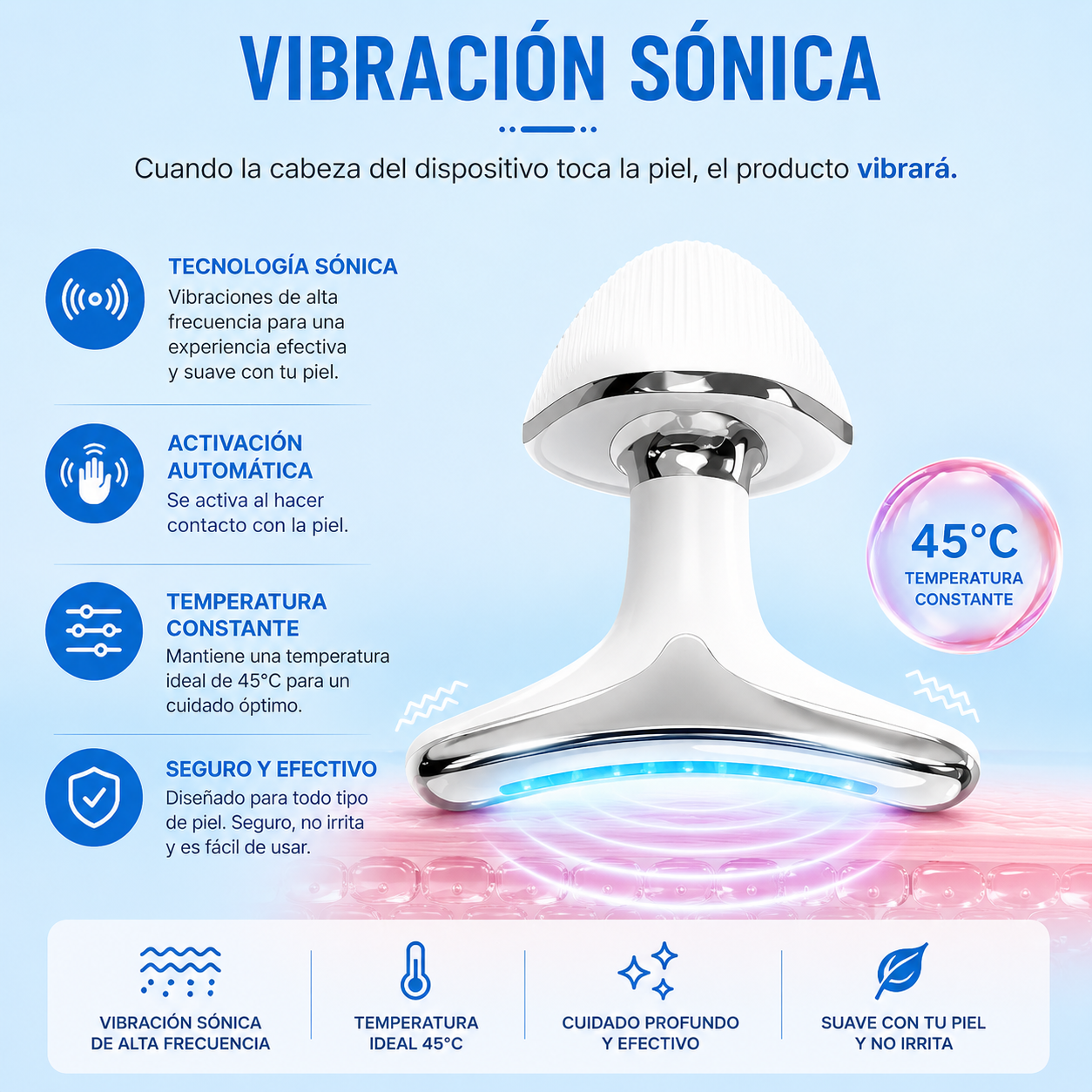 Masajeador Facial Reafirmante con Calor LED