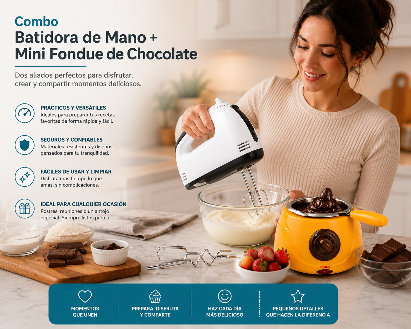 batidora manual scarle+fundidora chocola