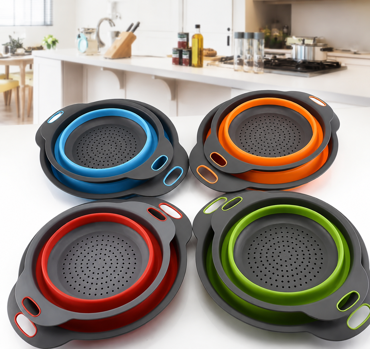 Colador Escurridor Plegable de Silicona Expandible