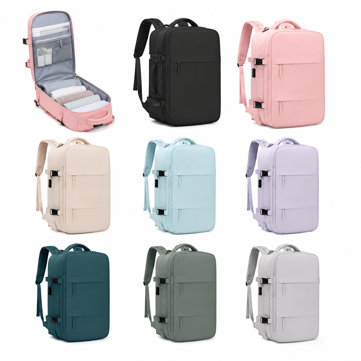 Morral de Viaje Expandible con Puerto USB y Compartimento para Zapatos