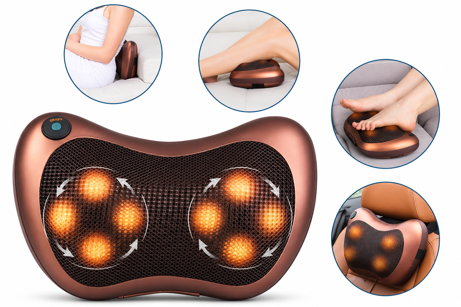 Cojín Masajeador Shiatsu con Calor para Cuello y Espalda