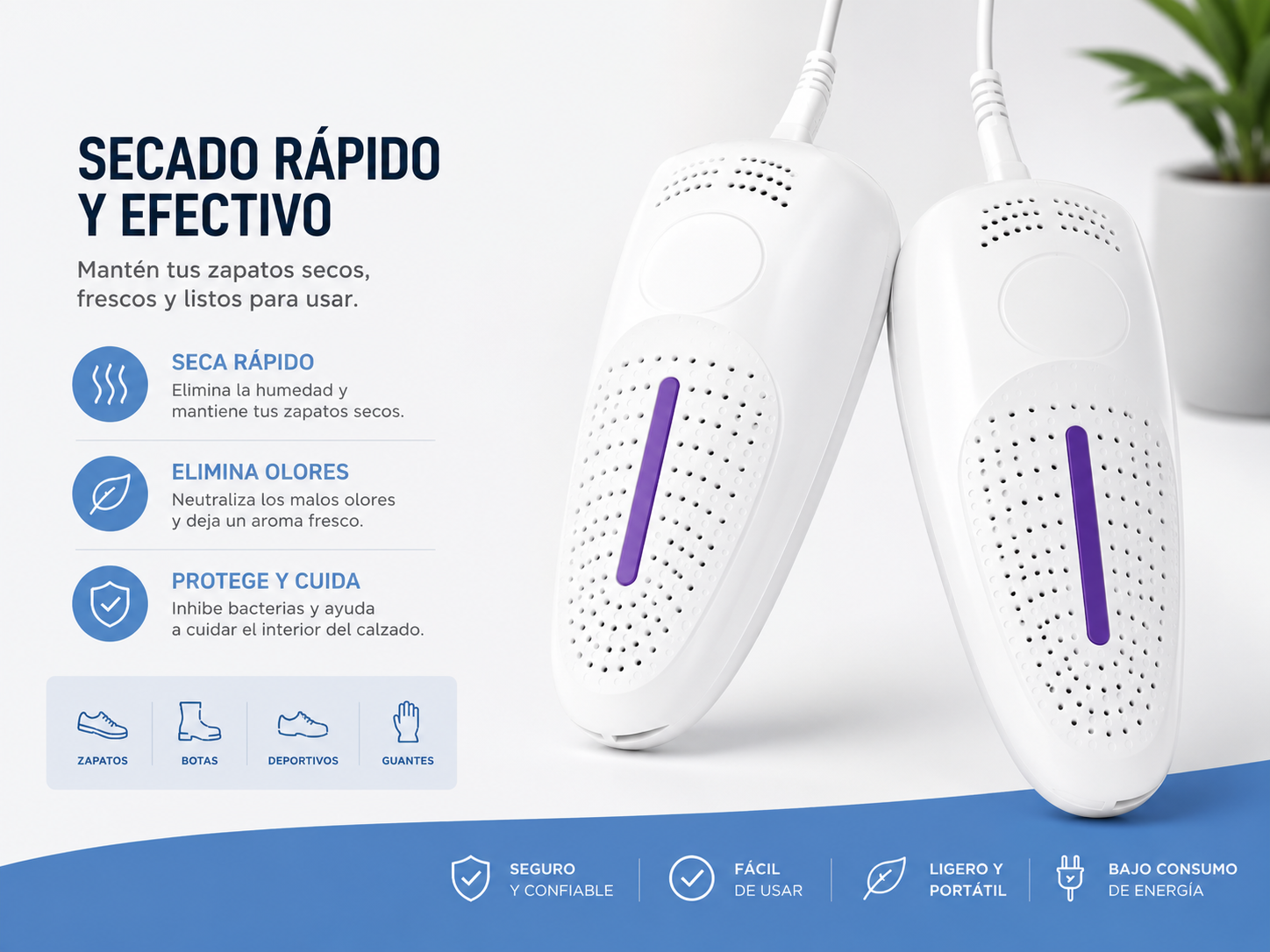 Secador Eléctrico para Zapatos con Eliminación de Humedad y Olores