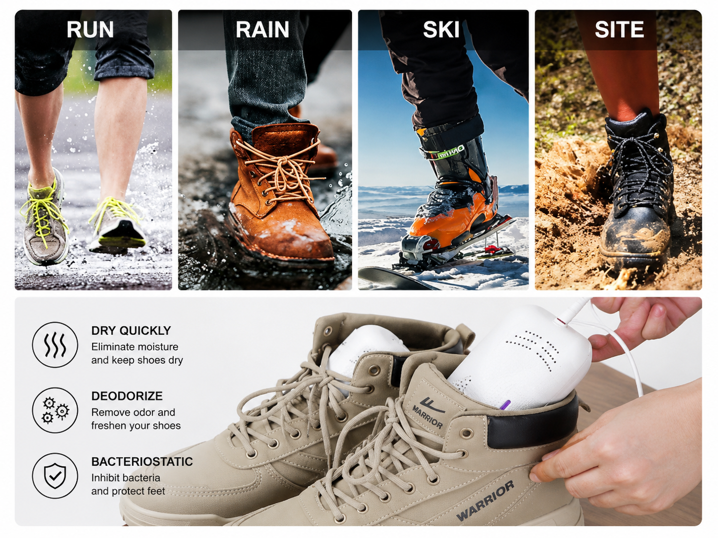 Secador Eléctrico para Zapatos con Eliminación de Humedad y Olores